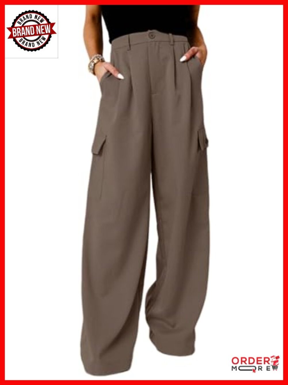 Dokotoo High Waisted Wide Leg Cargo Pants Pleated Casual Work